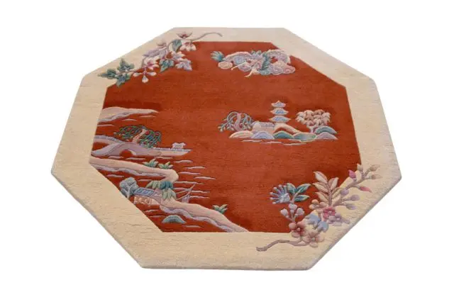 Premier Superwashed Chinese Rug - Orange - Luxury handknotted Chinese Rug PSW461