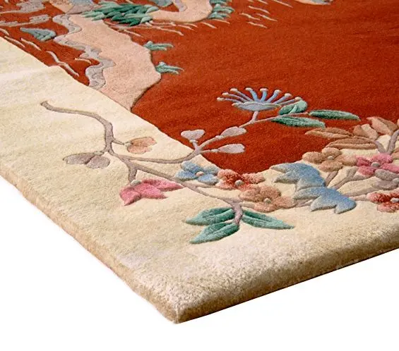Premier Superwashed Chinese Rug - Orange - Luxury handknotted Chinese Rug PSW461