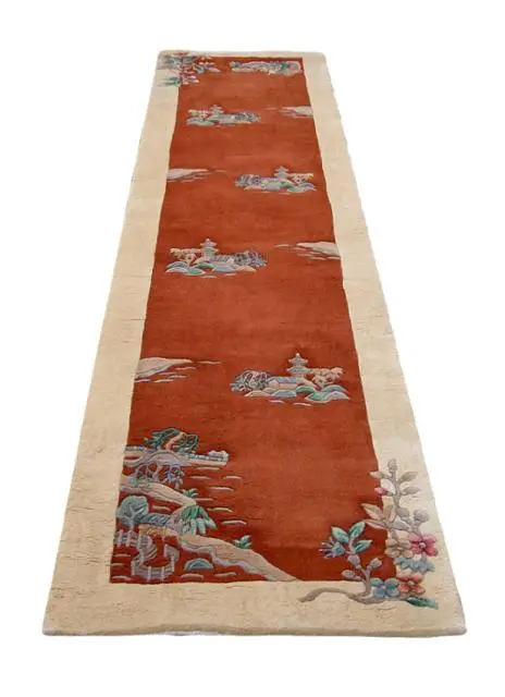 Premier Superwashed Chinese Rug - Orange - Luxury handknotted Chinese Rug PSW461