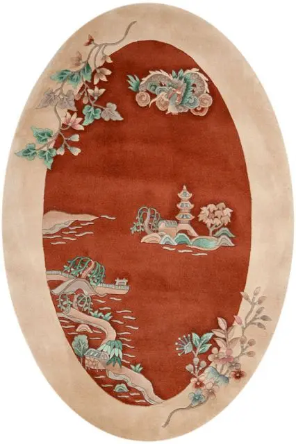 Premier Superwashed Chinese Rug - Orange - Luxury handknotted Chinese Rug PSW461