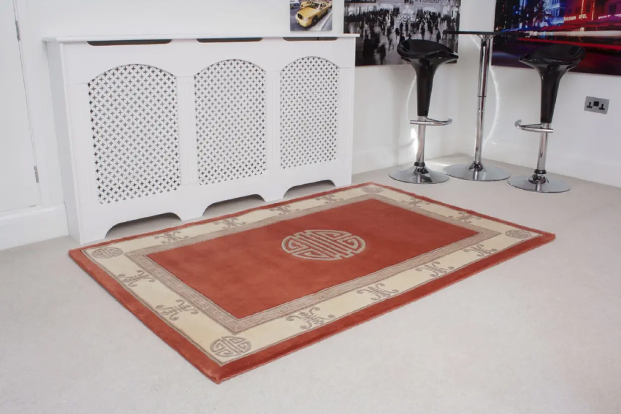 Premier Superwashed Chinese Rug - Orange - Luxury handknotted Chinese Rug