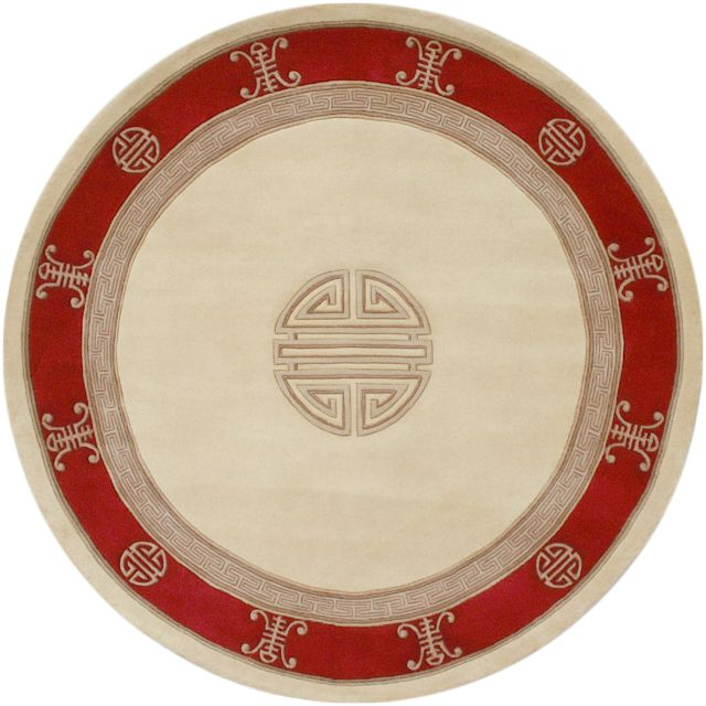 Premier Superwashed Chinese Rug - Cream & Red - Luxury handknotted Chinese Rug PSW521