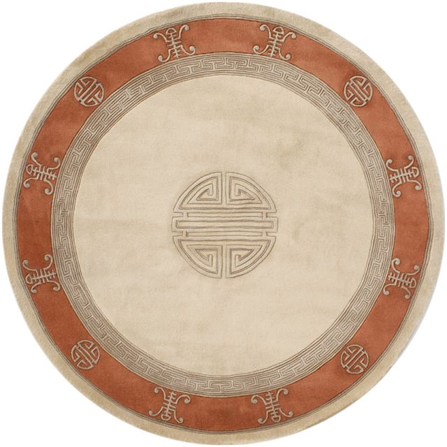 Premier Superwashed Chinese Rug - Cream & Orange - Luxury handknotted Chinese Rug PSW522