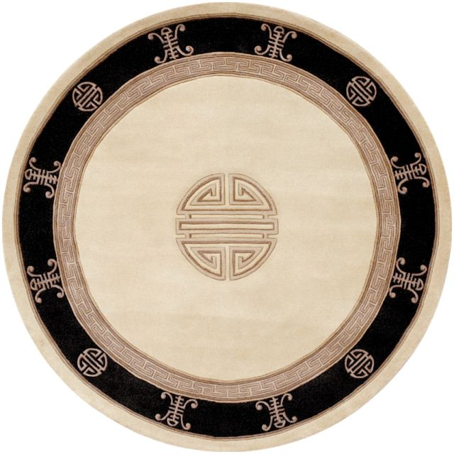 Premier Superwashed Chinese Rug - Cream & Black - Luxury handknotted Chinese Rug PSW523
