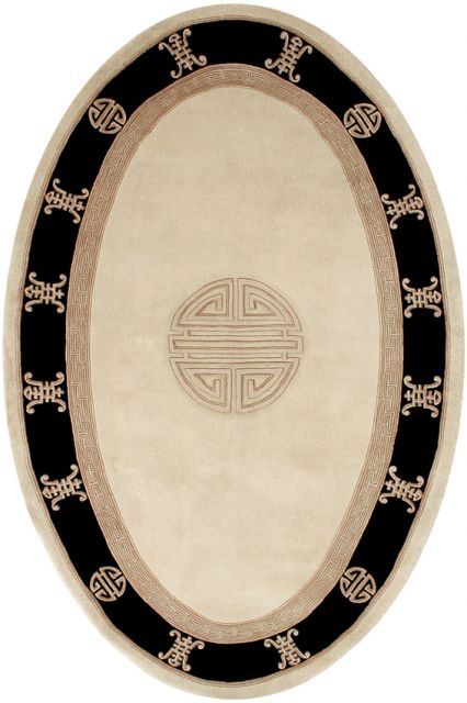 Premier Superwashed Chinese Rug - Cream & Black - Luxury handknotted Chinese Rug PSW523