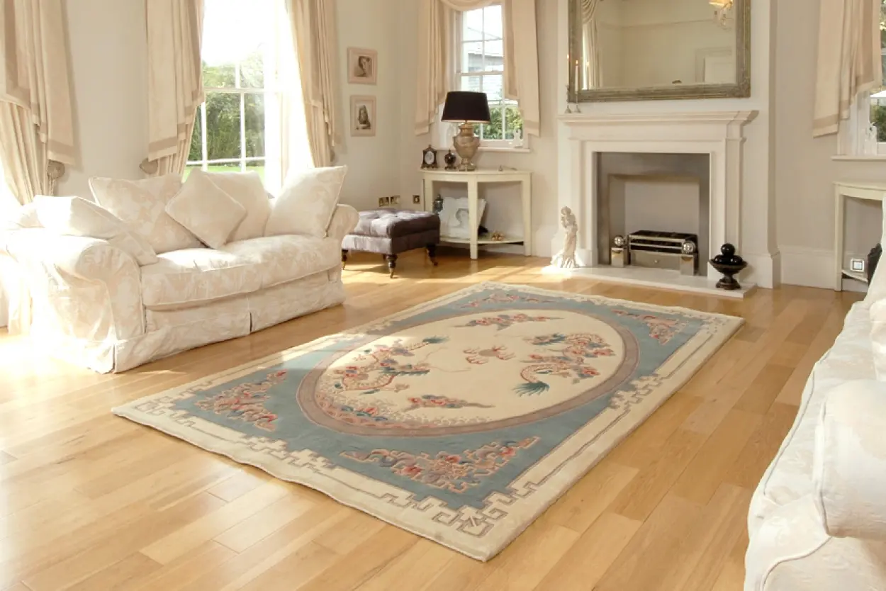 Premier Superwashed Chinese Rug - Cream - Luxury handknotted Chinese Rug