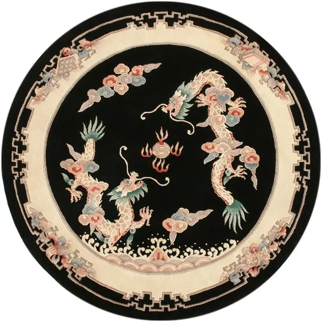 Premier Superwashed Chinese Rug - Black - Luxury handknotted Chinese Rug PSW551