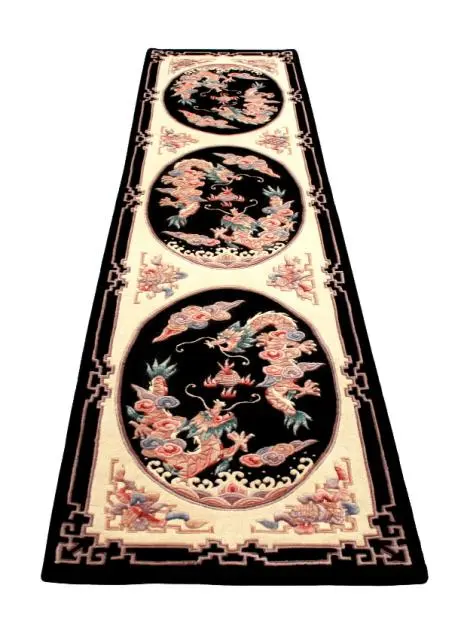 Premier Superwashed Chinese Rug - Black - Luxury handknotted Chinese Rug PSW551