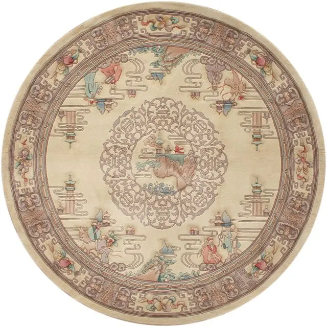 Premier Superwashed Chinese Rug - Cream - Luxury handknotted Chinese Rug PSW560