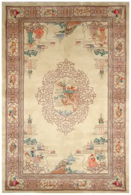 Premier Superwashed Chinese Rug - Cream - Luxury handknotted Chinese Rug