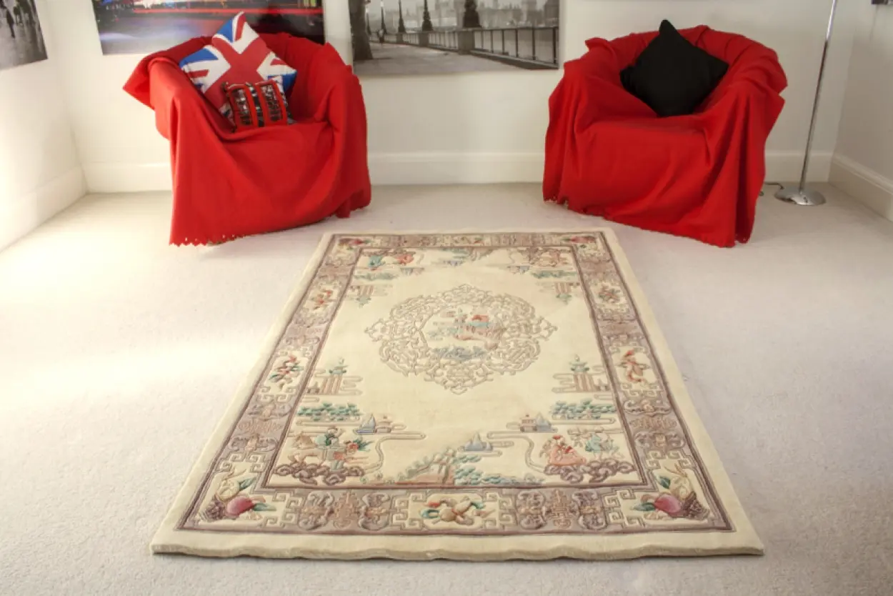 Premier Superwashed Chinese Rug - Cream - Luxury handknotted Chinese Rug