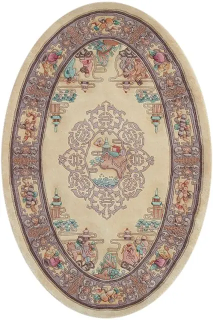 Premier Superwashed Chinese Rug - Cream - Luxury handknotted Chinese Rug PSW560