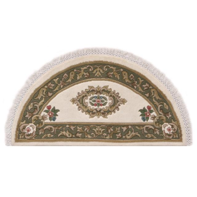 Super Rajbik rug - Cream & Green - Handknotted Indian Aubusson design rug RAJ001