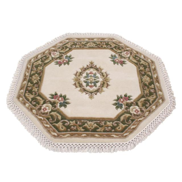 Super Rajbik rug - Cream & Green - Handknotted Indian Aubusson design rug RAJ001