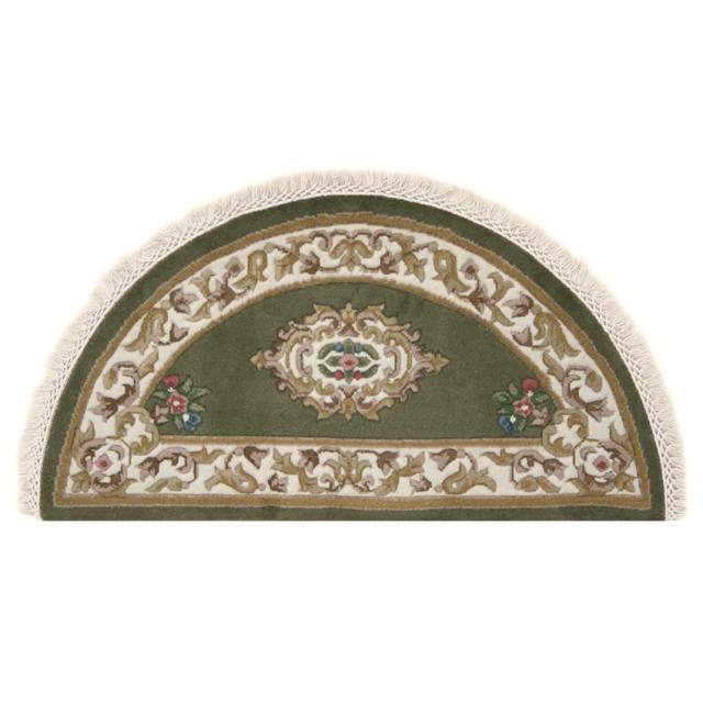 Super Rajbik rug - Green & Cream - Handknotted Indian Aubusson design rug RAJ002