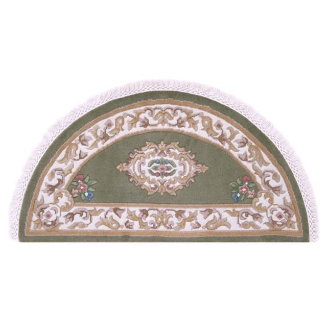 Super Rajbik rug - Green & Cream - Handknotted Indian Aubusson design rug RAJ003