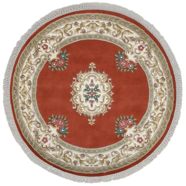 Super Rajbik rug - Orange - Handknotted Indian Aubusson design rug RAJ012