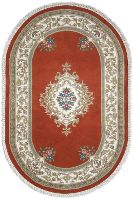 Super Rajbik rug - Orange - Handknotted Indian Aubusson design rug RAJ012
