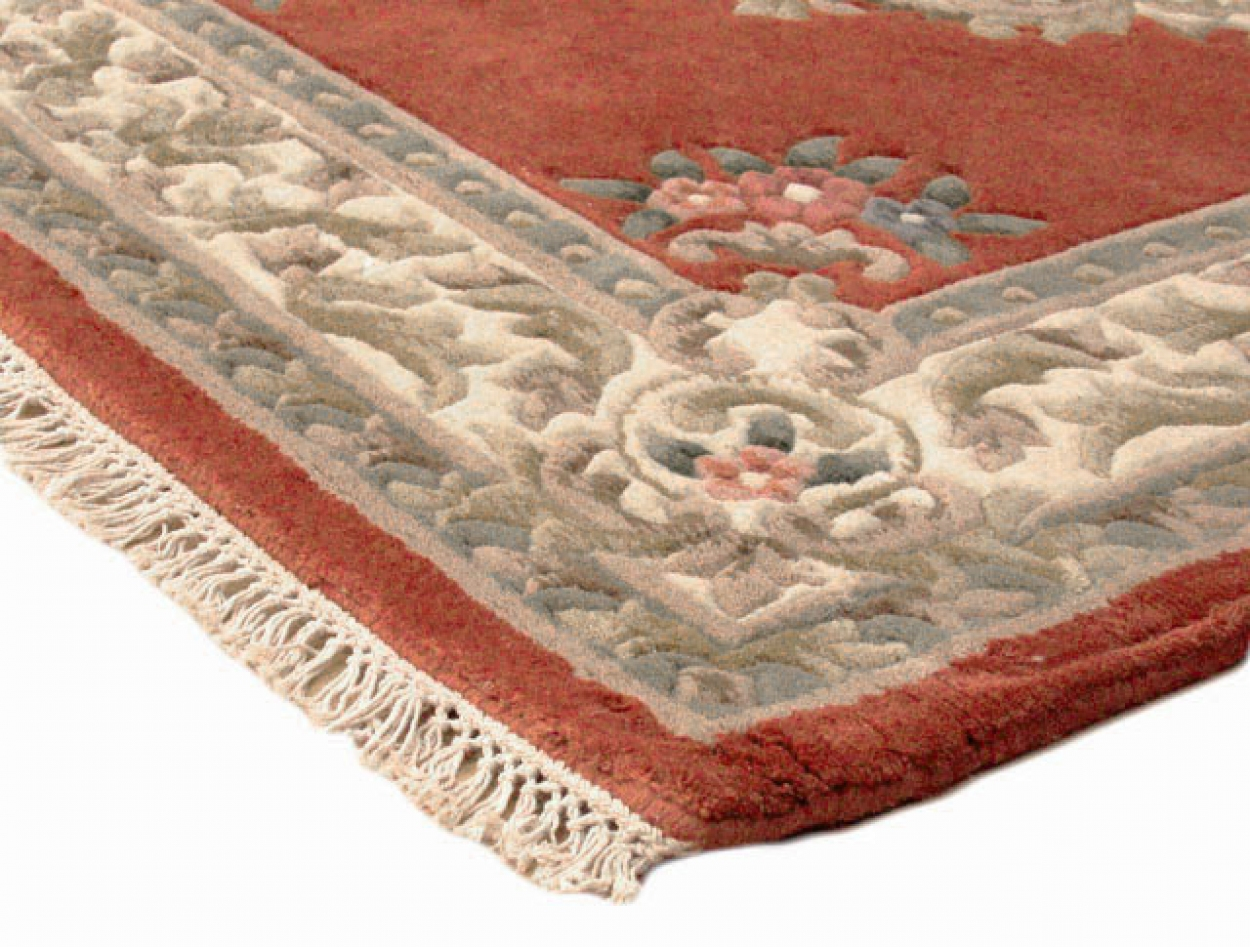 Super Rajbik rug - Orange - Handknotted Indian Aubusson design rug RAJ012