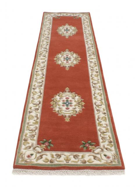 Super Rajbik rug - Orange - Handknotted Indian Aubusson design rug RAJ012