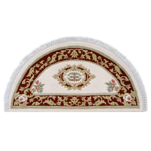 Super Rajbik rug - Cream & Red - Handknotted Indian Aubusson design rug RAJ015