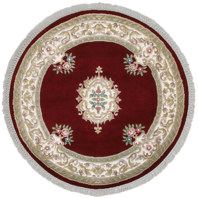 Super Rajbik rug - Red & Cream - Handknotted Indian Aubusson design rug RAJ016