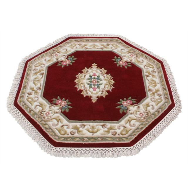 Super Rajbik rug - Red & Cream - Handknotted Indian Aubusson design rug RAJ016