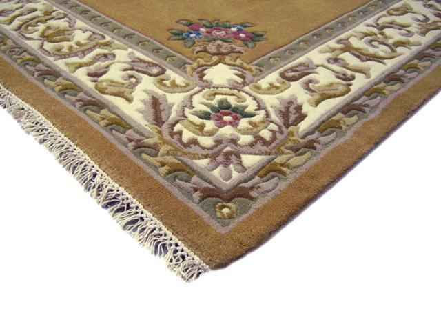 Super Rajbik rug - Gold - Handknotted Indian Aubusson design rug RAJ021