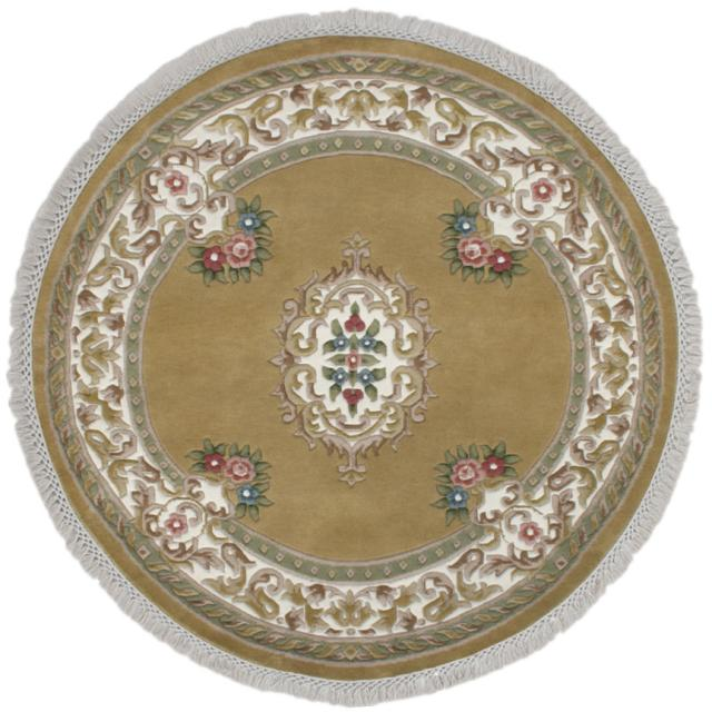 Super Rajbik rug - Gold - Handknotted Indian Aubusson design rug RAJ021
