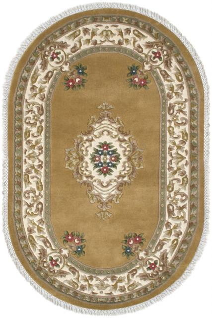 Super Rajbik rug - Gold - Handknotted Indian Aubusson design rug RAJ021