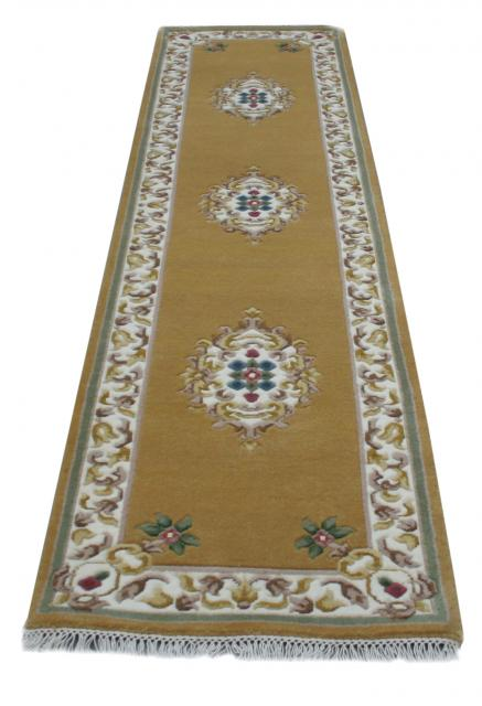 Super Rajbik rug - Gold - Handknotted Indian Aubusson design rug RAJ021