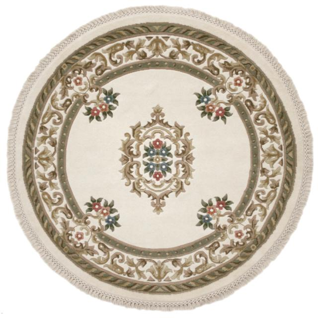Super Rajbik rug - Cream - Handknotted Indian Aubusson design rug RAJ023