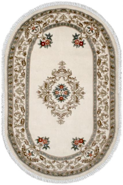 Super Rajbik rug - Cream - Handknotted Indian Aubusson design rug RAJ023