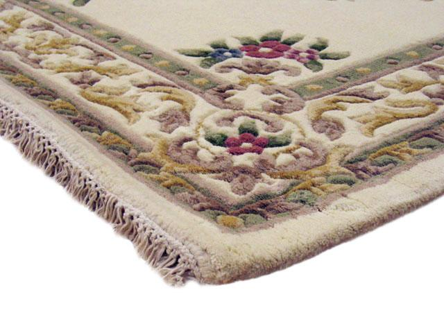 Super Rajbik rug - Cream  - Handknotted Indian Aubusson design rug RAJ023