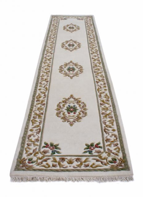 Super Rajbik rug - Cream - Handknotted Indian Aubusson design rug RAJ023