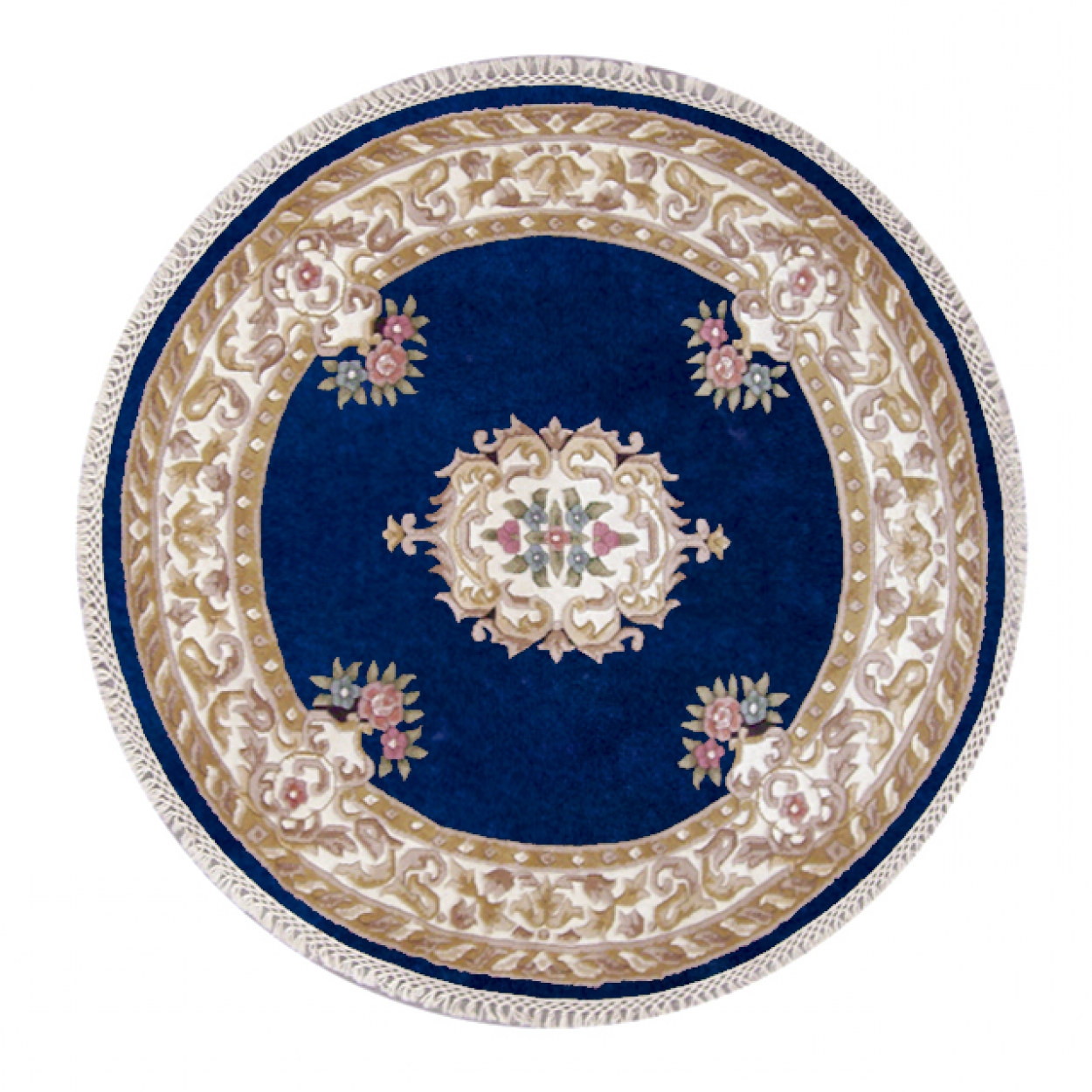 Super Rajbik rug - Blue - Handknotted Indian Aubusson design rug RAJ034