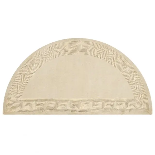 Plain carved Chinese rug - Cream - Handknotted 100% wool rug with Greek Key design SPG201