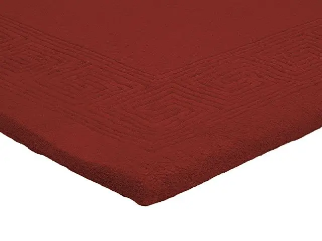 Plain carved Chinese rug - Red - Handknotted 100% wool rug with Greek Key design SPG333