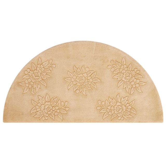 Plain carved Chinese rug - Gold - Handknotted 100% wool rug with Floral design SPS287