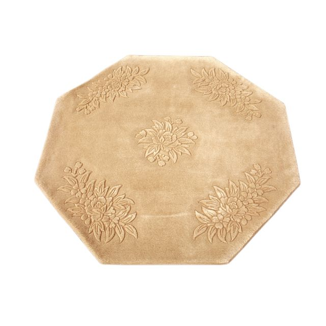 Plain carved Chinese rug - Gold - Handknotted 100% wool rug with Floral design SPS287