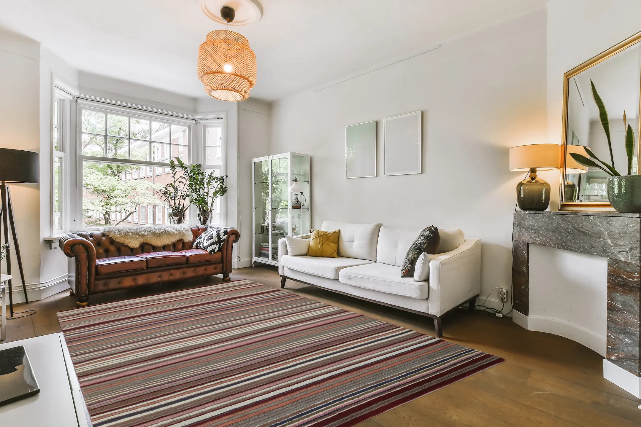 Modern Striped Rug - Indian Rug with Striped Design ECE005
