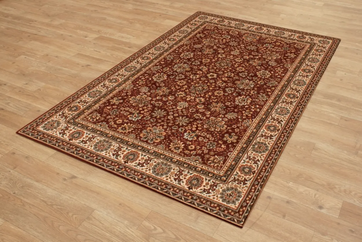 Kashmir woven rug - Red - Machine woven rug with Traditional design