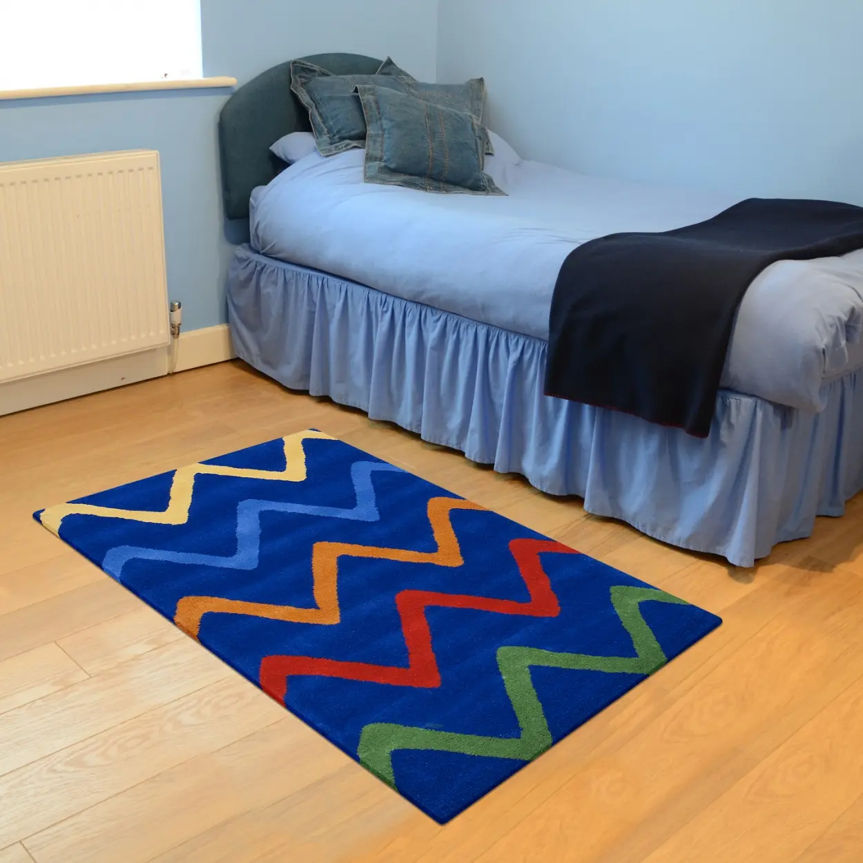 Kids Rug Blue ZigZag LKI003