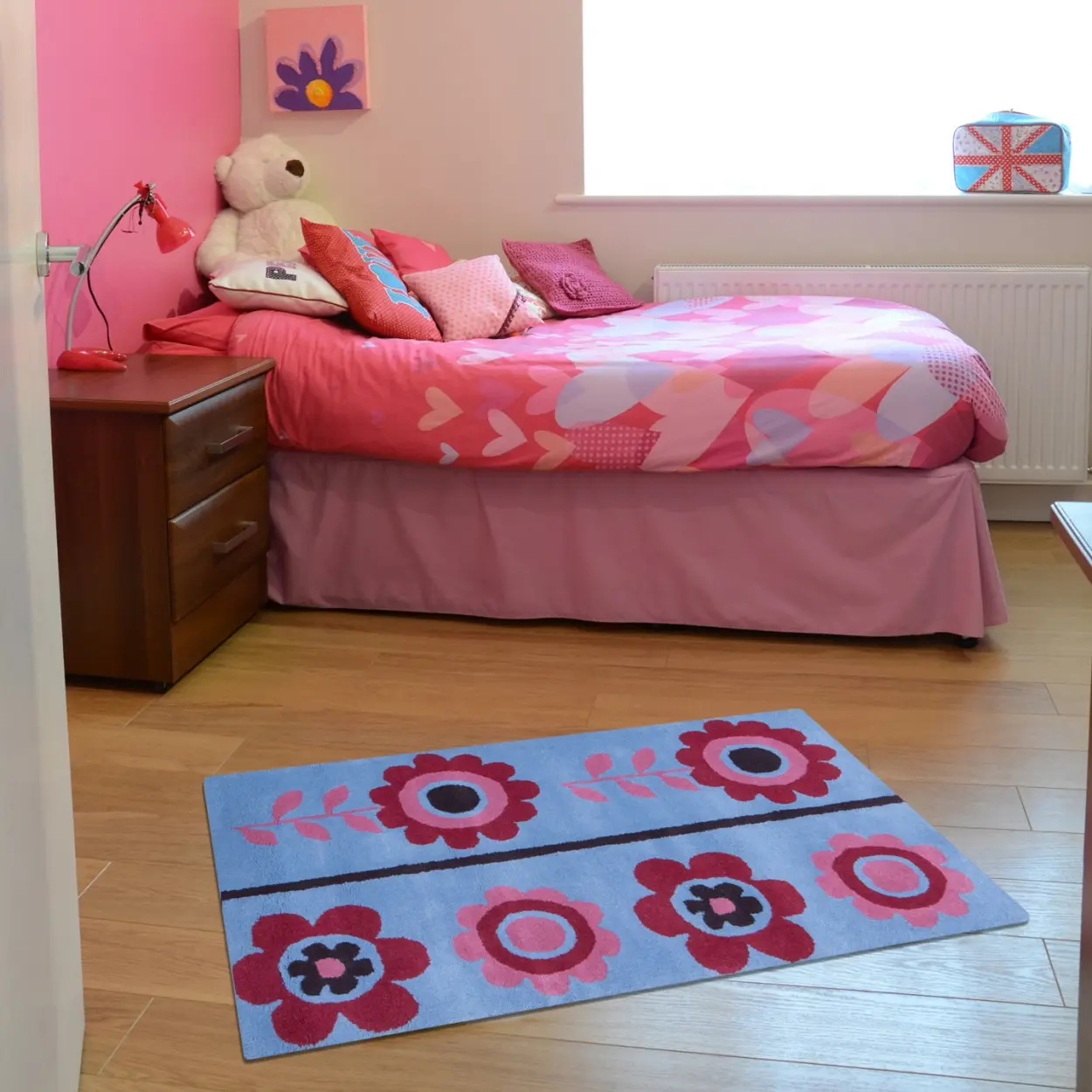 Kids Rug Blue Flowers LKI007