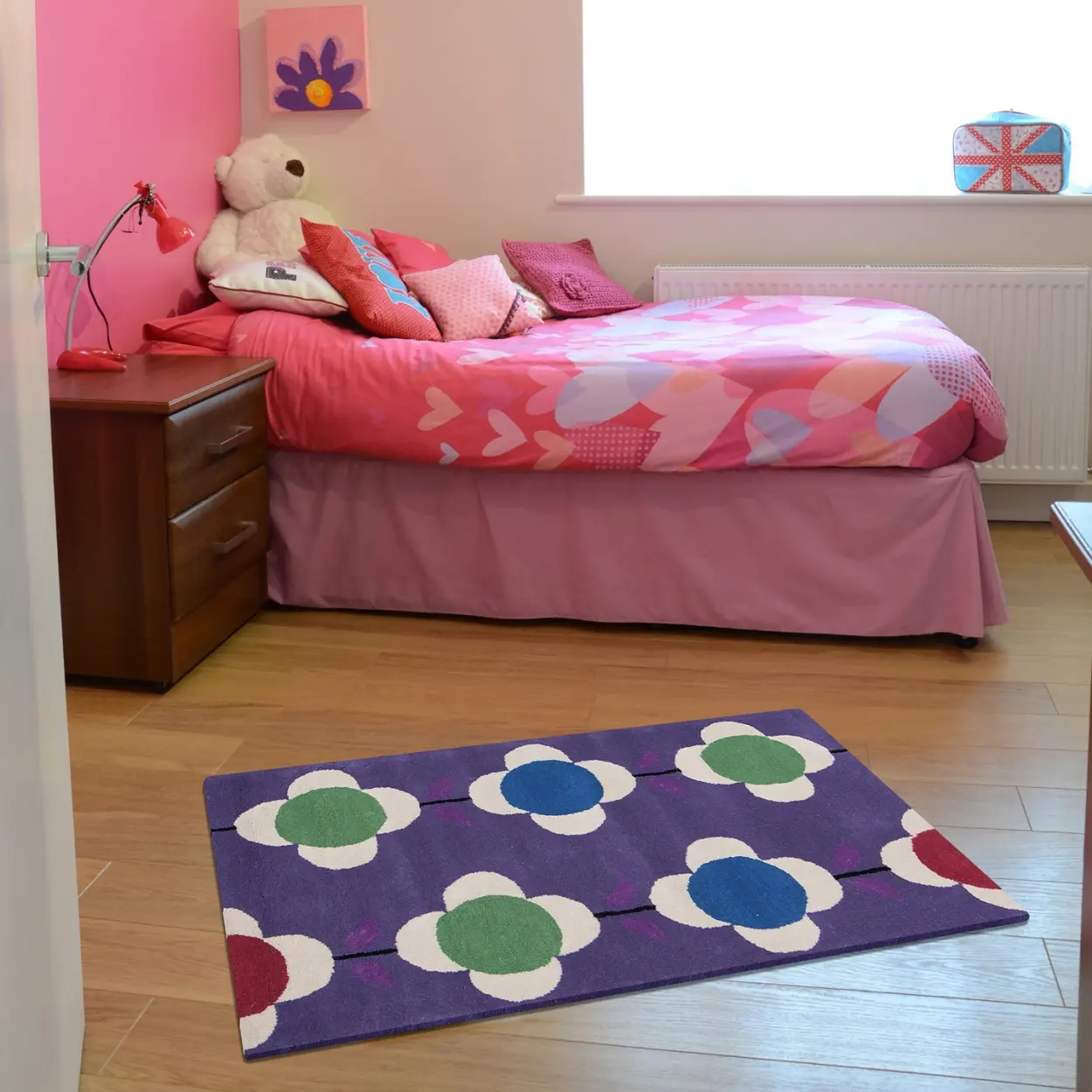 Kids Rug Purple Flowers LKI012