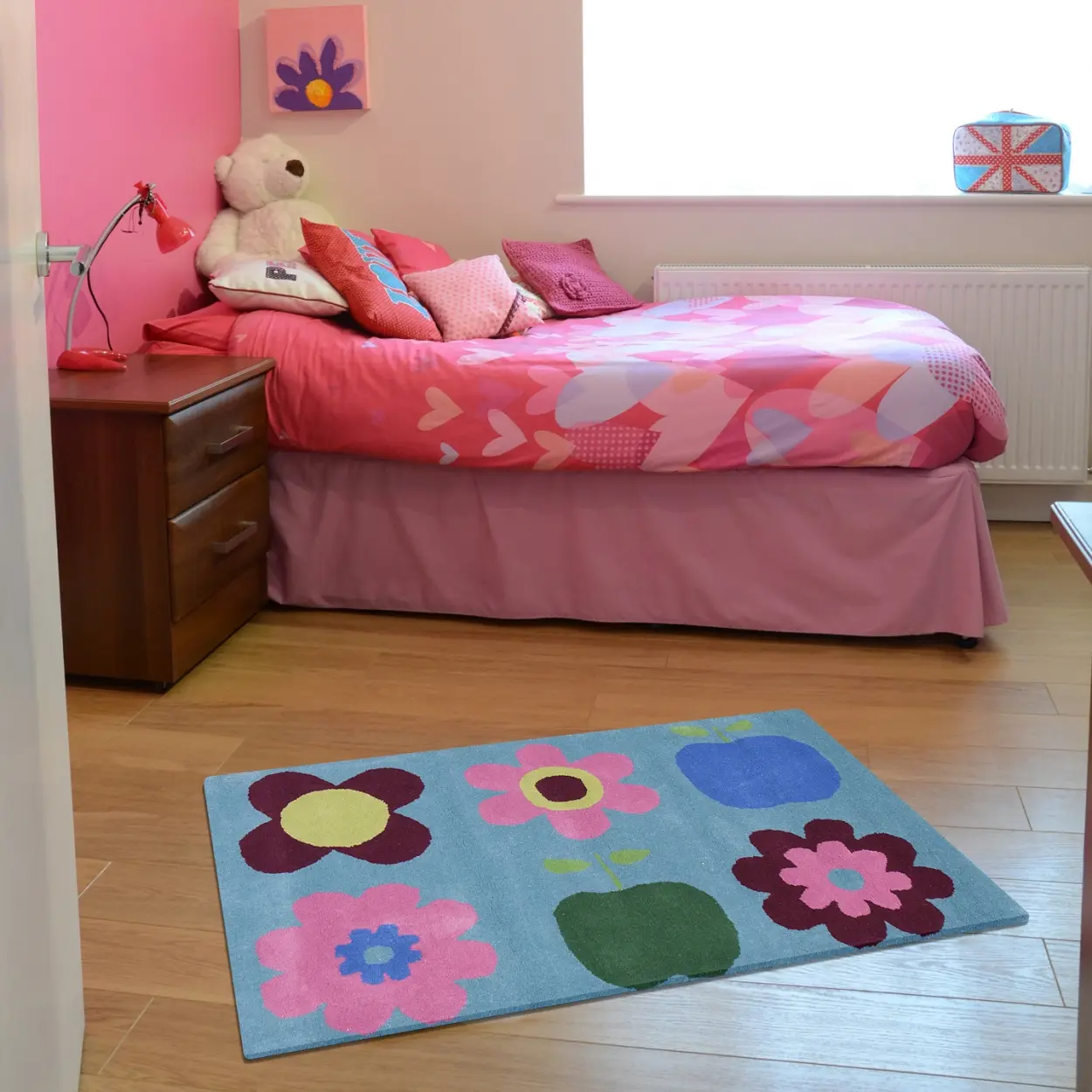 Kids Rug L.Blue Flowers LKI028