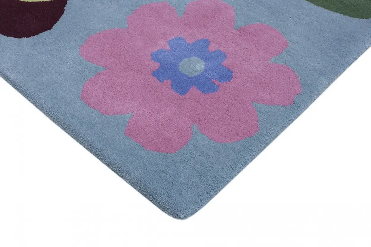 Kids Rug L.Blue Flowers LKI028