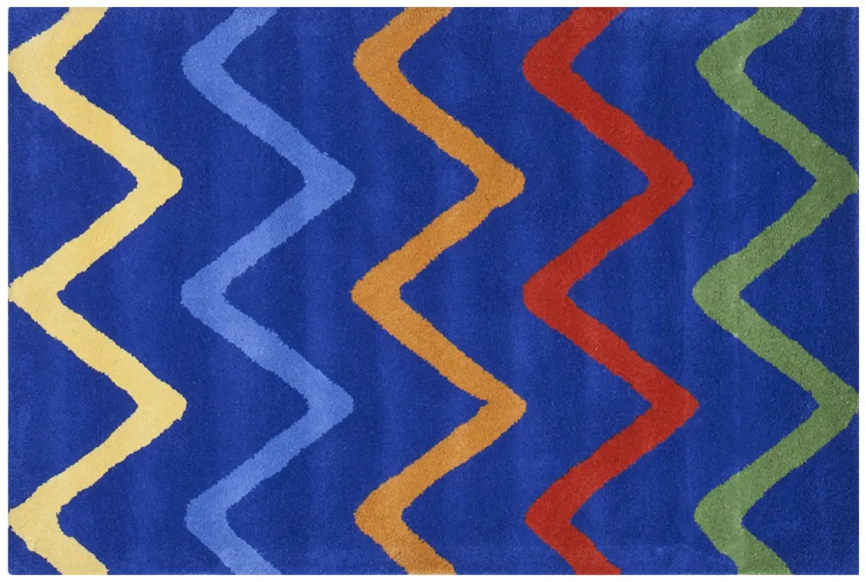 Kids Rug Blue ZigZag LKI003