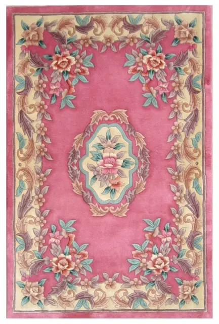 Premier Superwashed Chinese Rug - Pink - Luxury handknotted Chinese Rug PSW105
