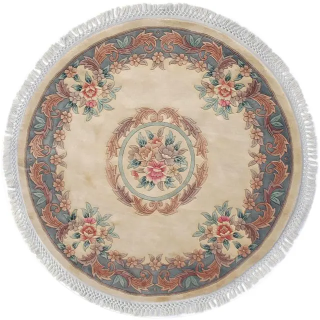 Premier Superwashed Chinese Rug - Cream - Luxury handknotted Chinese Rug D.108